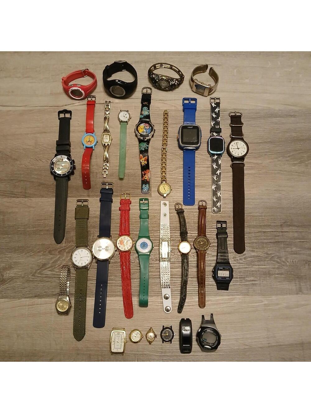 Huge Watch Lot of 25+ Mixed Brands Vintage & Modern Parts/Repair Untested-Box 36